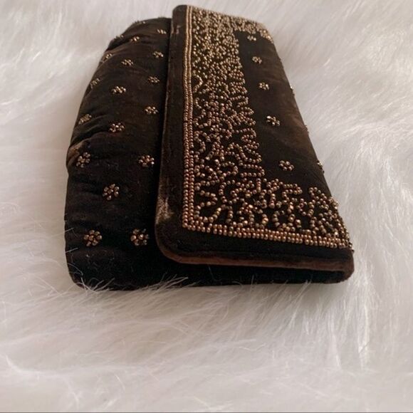 Vintage Soure’ Velvet Beaded Evening Clutch